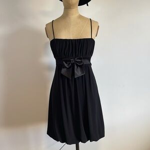 Y2K Taboo Babydoll Satin Bow Dress Large Black 
 Tank Mini 00s Goth LBD